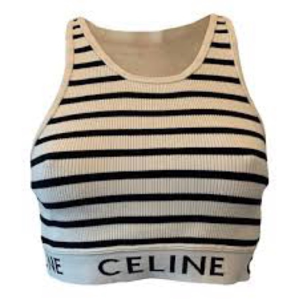 Celine Black and White Striped Tank
